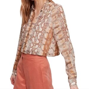 Aritzia Wilfred Long Sleeve Henrietta Snake Print Blouse Women's XS